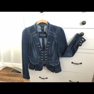 White House Black Market denim military jacket